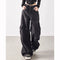 Girls Retro Streetwear Wide Leg Black Jeans