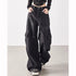 Girls Retro Streetwear Wide Leg Black Jeans