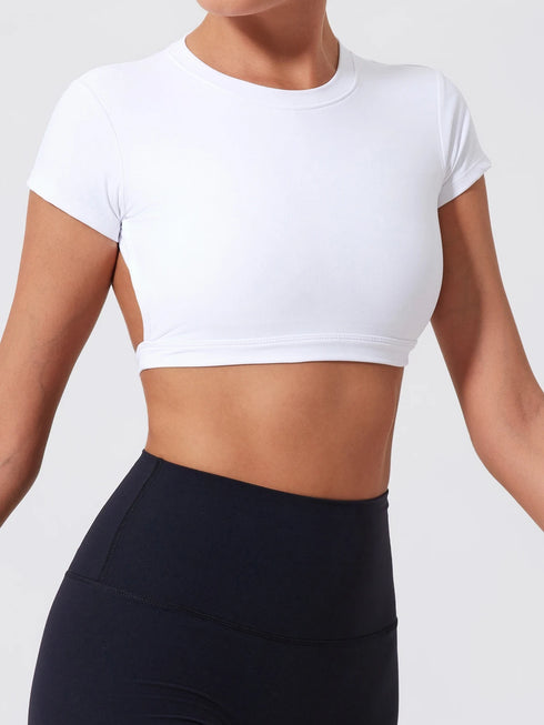 Ctenkevet Women's Yoga Crop Top with Back Detail