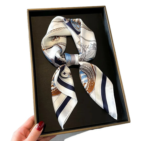 Luxury Floral Square Silk Scarf for Women