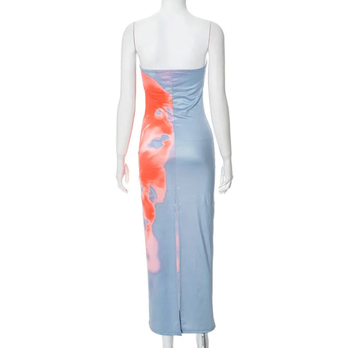 Strapless Print Tube Maxi Dress for Women