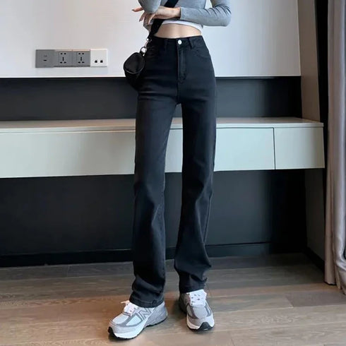 High Waist Straight Leg Jeans for Women