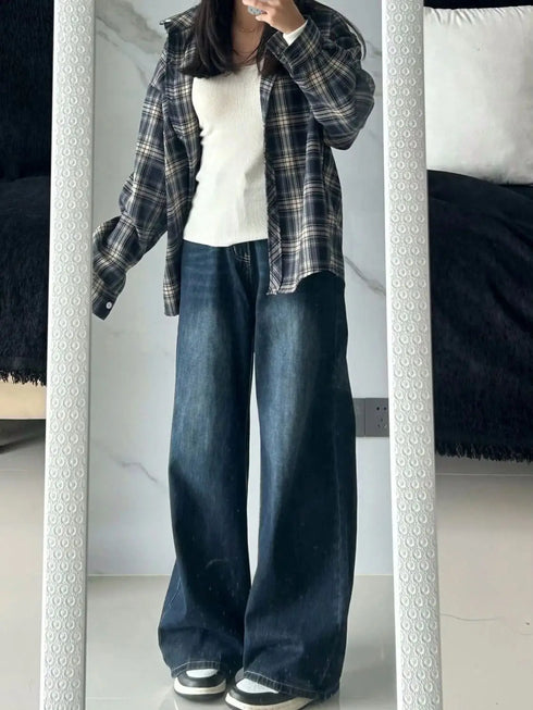 Womens Baggy High Waist Denim Jeans