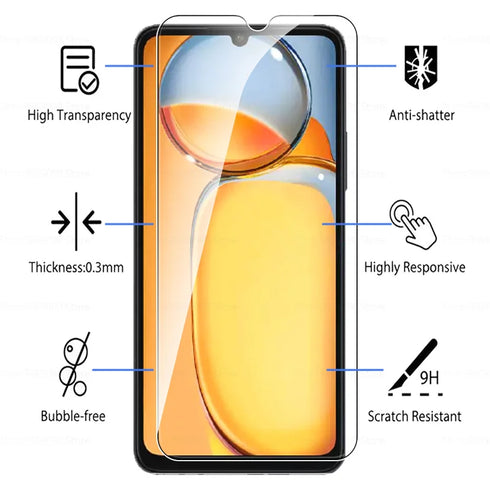 2PCS HD Tempered Glass Screen Protectors for Xiaomi Redmi 13C