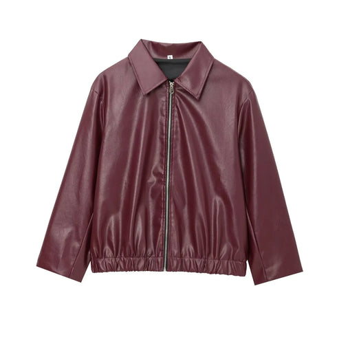 Chic Wine Red Short Jacket for Women