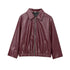 Chic Wine Red Short Jacket for Women