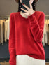 100% Merino Wool V-Neck Pullover Sweater for Women