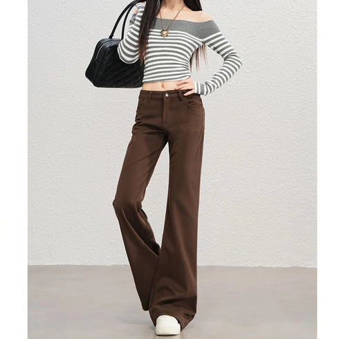 Women's High Waist Wide Leg Denim Trousers