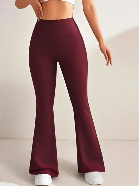 High Waist Flared Yoga Pants in Black