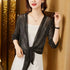 Trendy Lace Short Jacket with Half Sleeves