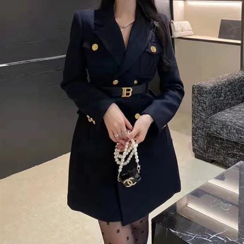 Double Breasted Blazer Dress with Belt