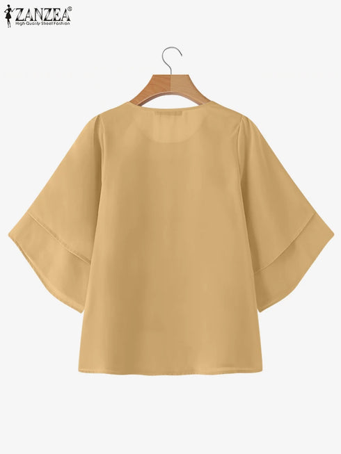 ZANZEA Women's Chiffon Blouse with Ruffled Detail