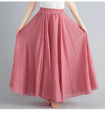 Fashion Clothes Women Clothing Skirts Vintage Y2k Elegant Bohemian Cotton Linen Long Skirt Casual Style