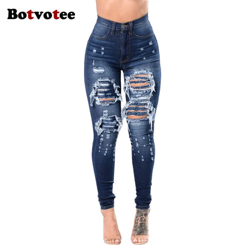 Botvotee Ripped High Waisted Skinny Jeans