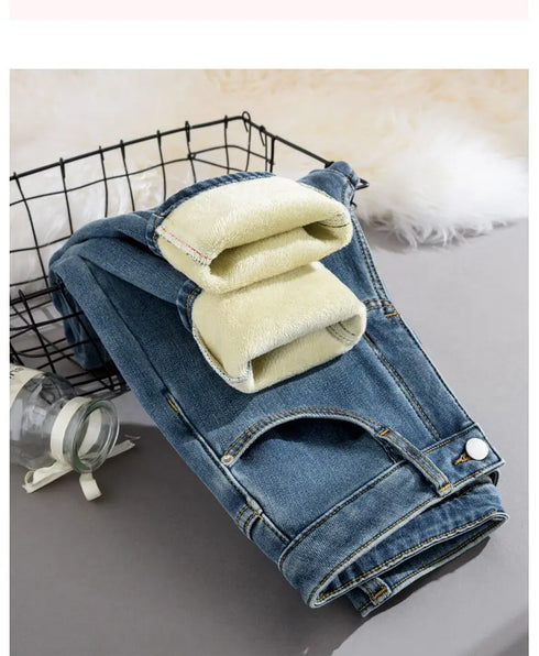 Retro Blue Slim Fit Stretch Tapered Jeans for Women