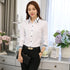 GAOKE OL Work Wear White Blue Blouse Long Sleeve Turn-down Collar Formal Elegant Female Shirt Ladies Tops School