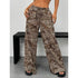 Plus Size Leopard Print Wide Leg Trousers