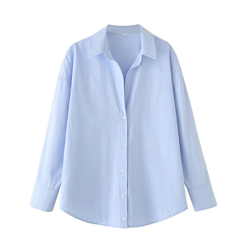 HXAO 2025 Shirts Blouses New Long Striped Shirt Women Long Sleeve Casual Shirts Large Tops Summer Plain Button Up Shirts 088
