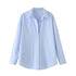 HXAO 2025 Shirts Blouses New Long Striped Shirt Women Long Sleeve Casual Shirts Large Tops Summer Plain Button Up Shirts 088