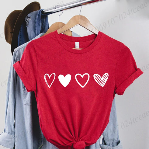 Oversized Brushstroke Heart Tee for Women
