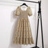 Floral A-Line Chiffon Dress with Short Sleeves