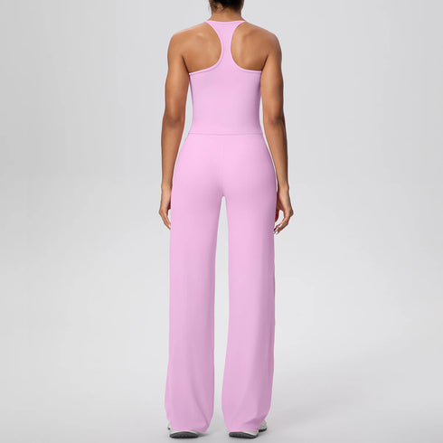 Backless Yoga Set with Wide Leg Pants