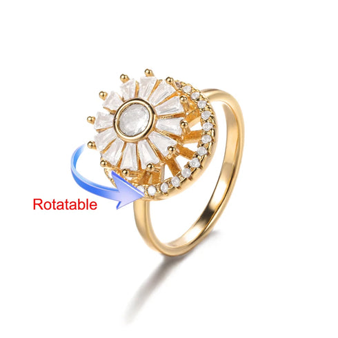 Four Clover Rotating Anxiety Ring - Adjustable Gold