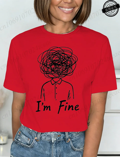 Harajuku I'm Fine Graphic T-Shirt for Women