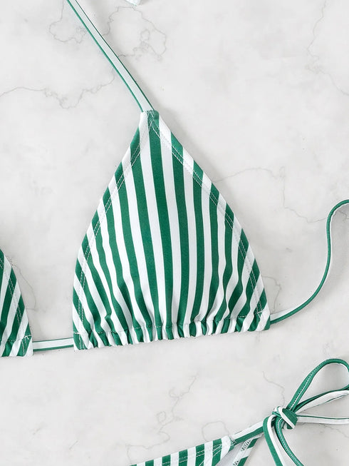 Floral Print Triangle Bikini Set with Brazilian Bottoms