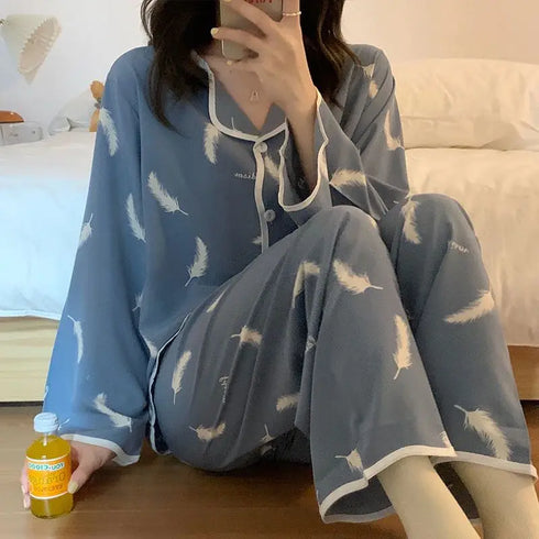 Women's Silk Satin Pyjama Set - Long Sleeve Sleepwear