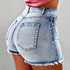 High Waist Denim Shorts with Tassel Detail