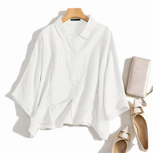 ZANZEA Elegant 3/4 Sleeve Lapel Neck Blouse for Women