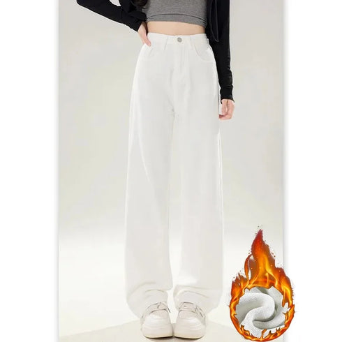 Women's High Waist Straight Denim Trousers