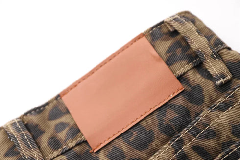 High Waisted Leopard Print Jeans for Women