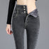 High-Waisted Fleece-Lined Slim Jeans for Women
