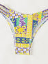 Floral Lace-Up Bikini Set in Yellow