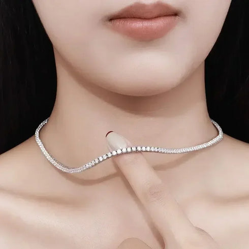 925 Sterling Silver Zircon Chain Necklace for Women