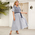 Summer Strappy Lapel Striped Short-Sleeved Dress