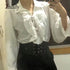 Victorian Gothic Ruffled Lace Up Blouse
