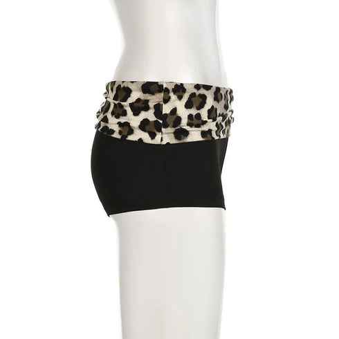 Leopard Print Low Waist Slim Booty Shorts for Women