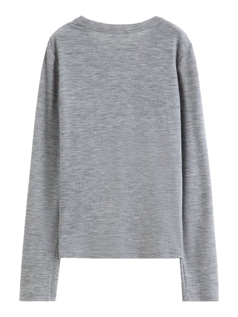 DUSHU Women's Green and Grey Layered Knit Top