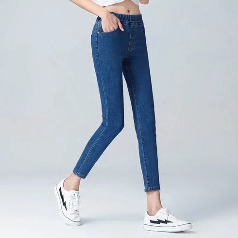Stylish Women's High Waist Skinny Jeans in Plus Sizes