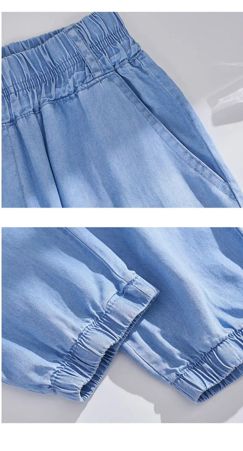 Plus Size Loose Fit Denim Yoga Pants