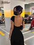 Elegant Backless Maxi Dress for Women - Slim Fit Bodycon Streetwear