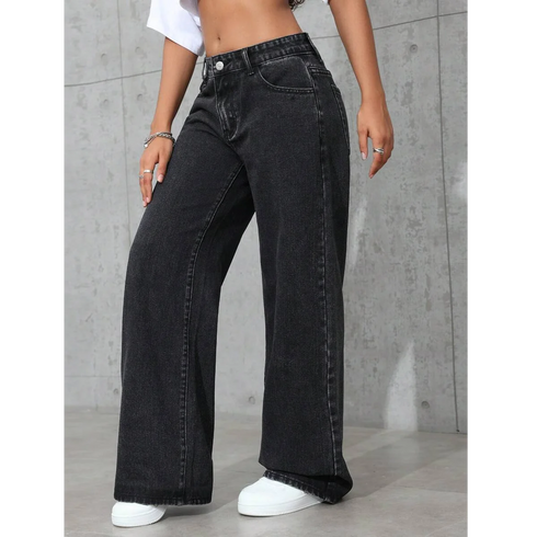 Plus Size Wide Leg Denim Jeans for Women