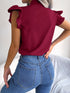 Women's Ruffle Short Sleeve Chiffon Blouse