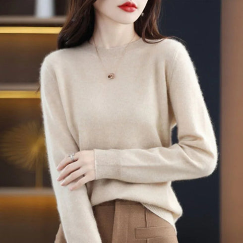 Women's O-Neck Casual Knit Pullover Sweater