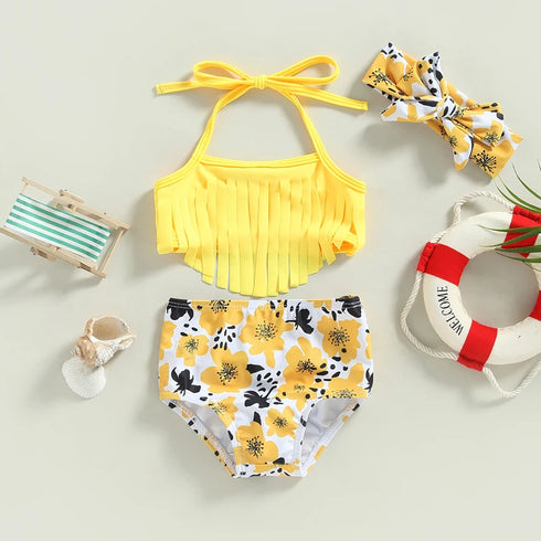 Toddler Girls 3 Piece Strawberry Print Bikini Set