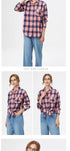 Loose Women's Plaid Shirt - Long Sleeve Casual Blouse