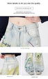 Trendy Y2K Vintage Wide Leg Jeans with Artistic Print